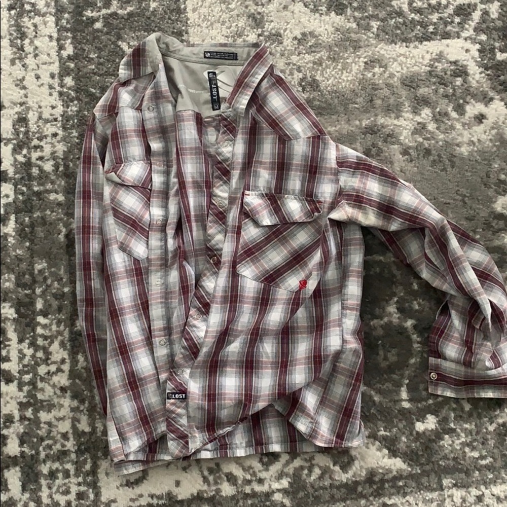 Lost button down. Snap buttons